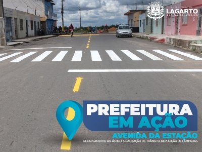 Avenida Lourival Batista, na Estação, recebe sinalização de trânsito e reposição de lâmpadas