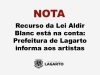 Recurso da Lei Aldir Blanc está na conta: Prefeitura de Lagarto informa aos artistas